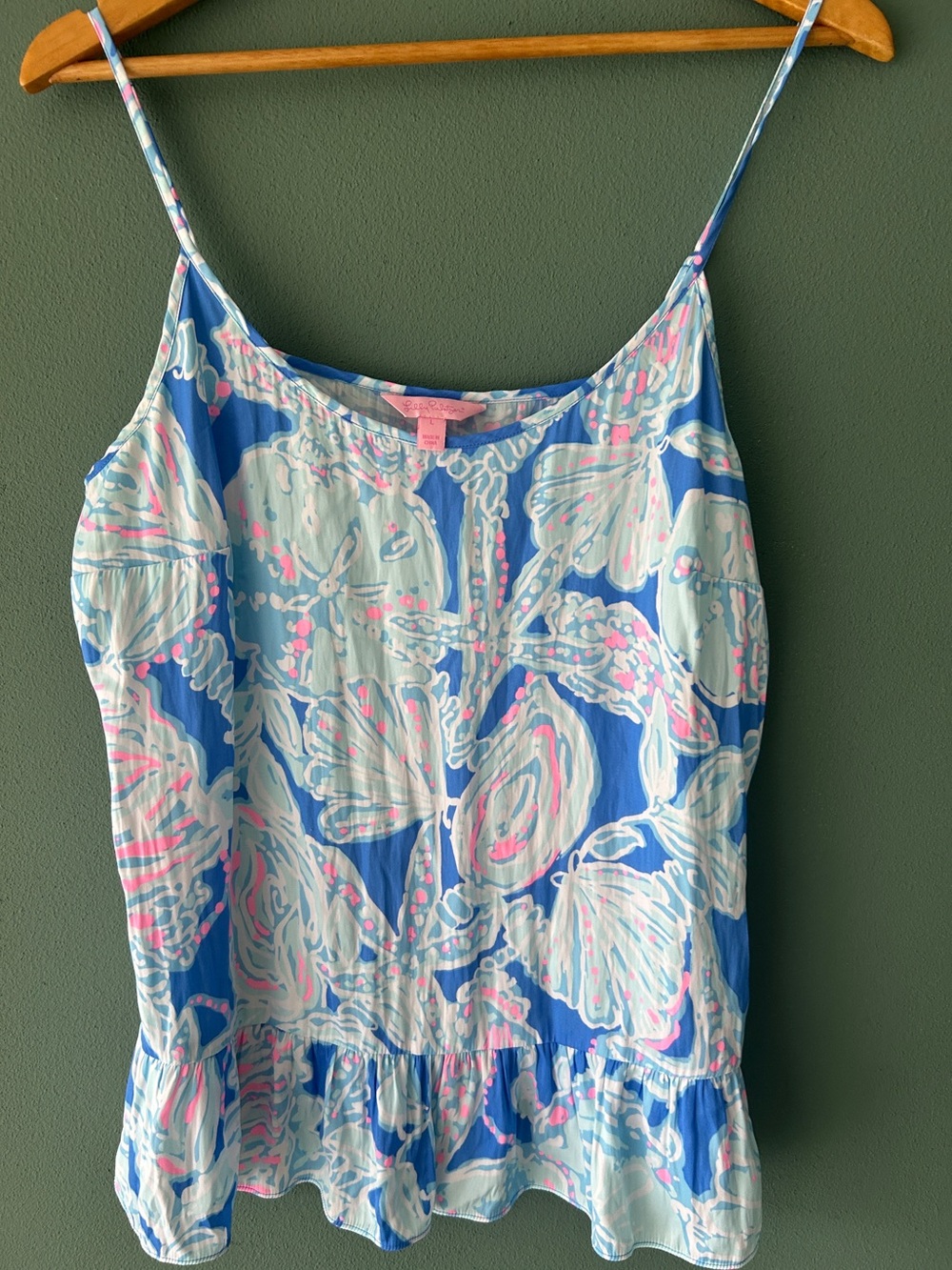 Lilly Pulitzer Margot top vibrant Blue Floral Spaghetti-Strap One-Piece